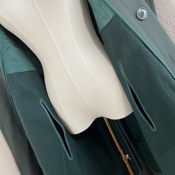 70s Vintage Green Vietnam War Wool Lined Military Trench Coat Size 38 - Picture 7 of 9